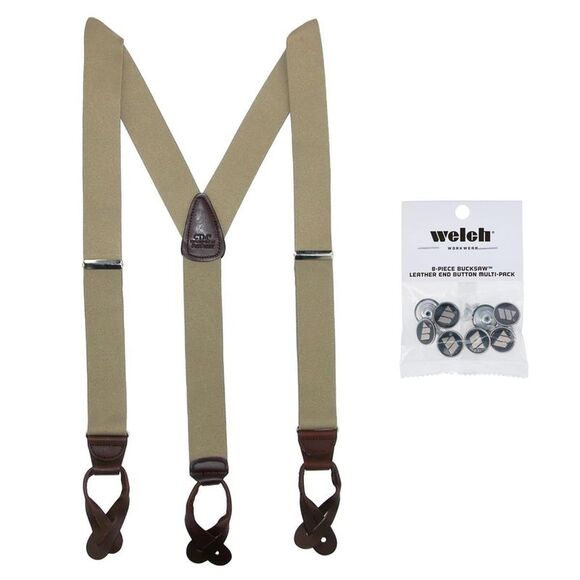 CTM Men's Elastic Button End Dress Suspender with Bachelor Buttons - Picture 1 of 5